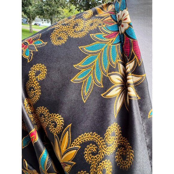Silk Handmade Kimono Robe With Colorful Floral Pattern & Belt Womens One Size Fi - Picture 4 of 7